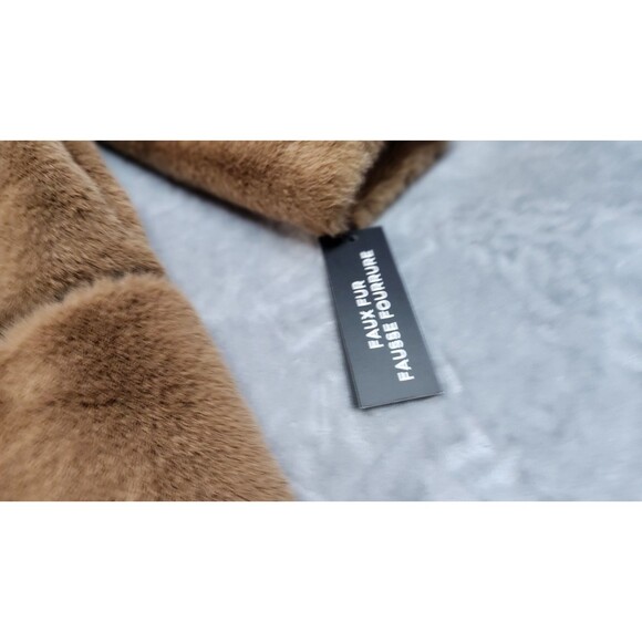 NWT Karl Legerfeld Women's Small Brown Long Faux Fur Coat - Picture 6 of 11